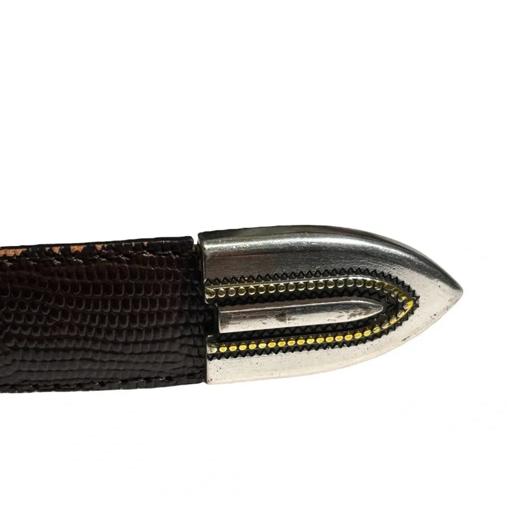 Brown Alligator Embossed Leather Belt Western Southwestern Men's Size 42